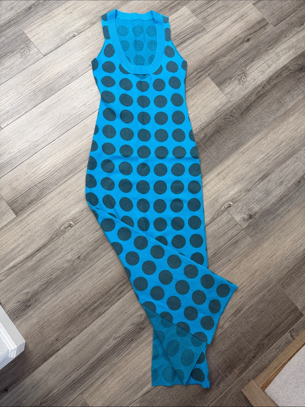 SHEIN Blue Polka Dot Maxi Dress